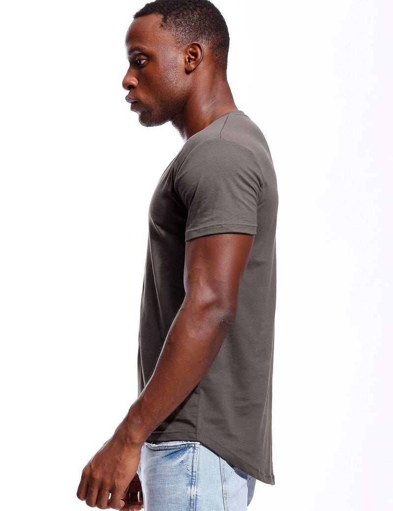 Zbrandy Deep V Neck T Shirt for Men Low Cut Vneck Invisible Tee Vee Top Dark Grey M - Image 3